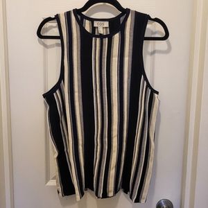 COS Blue & White Striped Knit Sleeveless Tank